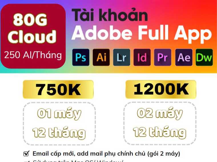 Tài Khoản Adobe Full App Bản Quyền [1 Năm]